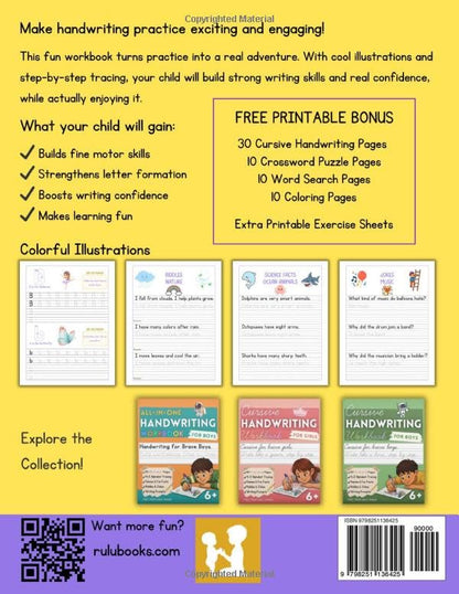 Handwriting Workbook for Girls Ages 6 and Up: Learn to Write with Alphabet Tracing, Full-Color Practice Pages, Fun Facts, Riddles, and Writing Prompts (Little Writers Collection)