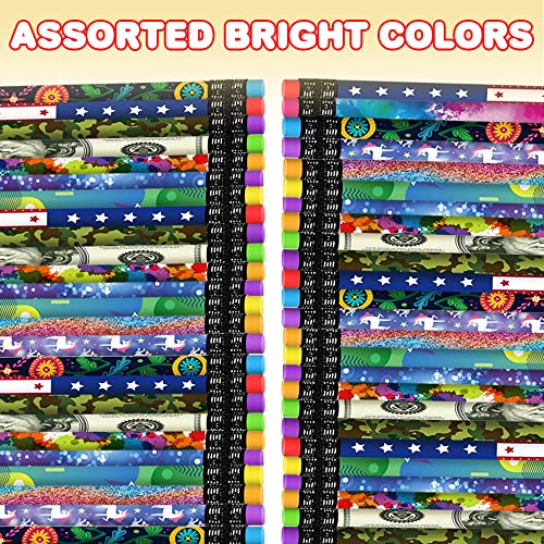 ArtCreativity 150 PC Pencil Assortment for Kids, Fun Assorted Number 2 Pencils, Bulk Wooden Writing Pencils with Erasers, Teacher Supplies for Classroom, Student Reward, Stationery Party Favors
