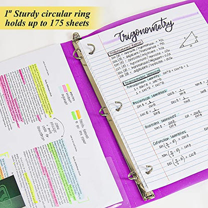 BAZIC Products 1" Glitter Poly 3-Ring Binder, 1 Pocket, 4-Set | round rings, 1 in glitter poly 3-ring binder, 1 inside pocket, holds up to 175 sheets, Durable poly - color: Glitter, size: 4-Pack