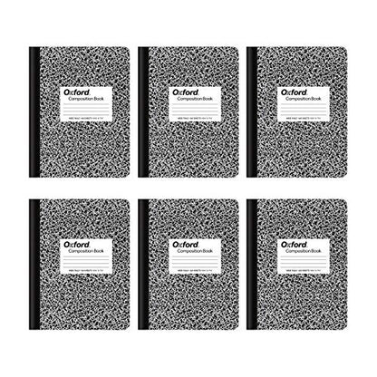 Oxford Composition Notebooks, Wide Ruled Paper, 9-3/4 x 7-1/2 Inches, 100 Sheets, Black, 6 Pack (63764) - color: Black, size: Wide Rule