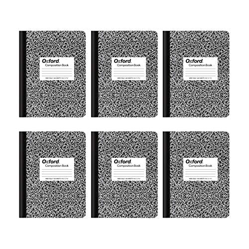 Oxford Composition Notebooks, Wide Ruled Paper, 9-3/4 x 7-1/2 Inches, 100 Sheets, Black, 6 Pack (63764) - color: Black, size: Wide Rule