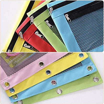 Pencil Pouch 3 Ring, Zipper Pencil Pouches Case Binder Cosmetic Bag 2 Pack