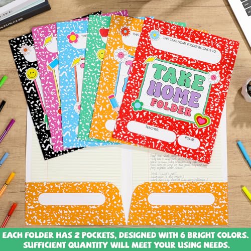 24PCS Homework Folders with 2 Pocket Back to School Take Home Folders Bulk for Students Letter Size Composition Notebook Classwork Organizer for Home Office Teachers Educational Supply 9.45 x 12.2 Inc - style: Composition
