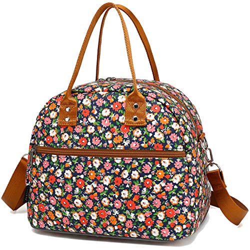 FlowFly Insulated Lunch Bag With Shoulder Strap for Women, Men, and Kids, Large and Reusable, Handle, Freezable Work and School Travel Tote and Meal Prep Organizer,Floral - color: Floral