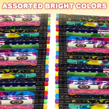 ArtCreativity Wooden Pencils for Kids With Eraser - 80 Count Assorted Number 2 Pencils, Fun Designs School Supplies - Bulk for Classroom - Great Party Favors