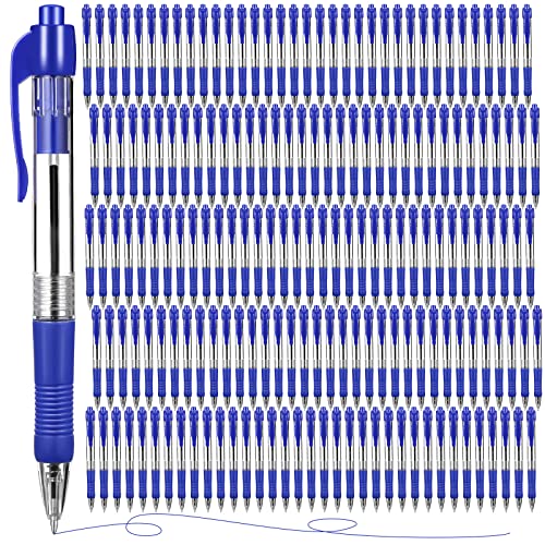 Fainne 200 Pack Retractable Ballpoint Pen 1.0 mm Medium Point Refillable Smooth Click Writing Pens With Grip for Work Journal Writing Office School Supplies(Blue Ink) - color: Blue Ink