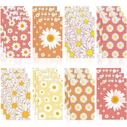 Faccito 24 Pcs Boho Daisy Mini Spiral Notebook Groovy Pocket Notebook Bulk Hippie Mini Top Bound Notepad for Boho Daisy Flower Hippie Groovy Retro Birthday Party Decor Classroom Rewards Gifts Favor