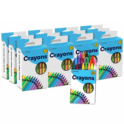 Enday Premium Non-Toxic 24 Color Crayons for Kids & Teachers - 12 Pack Easy to Hold Toddler Crayons, 288 Count - size: 1 Count (Pack of 12)