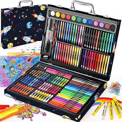 Soucolor 183-Pack Cute Preppy Stuff School Office Teacher Supplies | 48 ct Crayons,24 Oil Pastels,24 Drawing Pencils,Art Markers,Watercolor Cakes,Sketch Papers,Classroom Must Have,Stocking Stuff - style: Spaceship