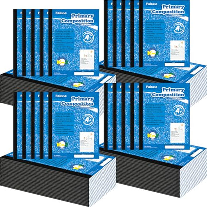 Fainne 30 Pack Primary Ruled Composition Notebook, Grade K-2 Journal 100 Pages, 7-1/2" x 9-3/4" Kindergarten Primary Drawing Story Notebook for Kids Drawing and Writing(Blue) - color: Blue