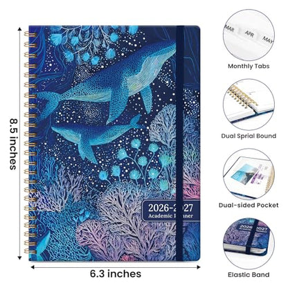 Planner 2026-2027, Academic Planner Weekly and Monthly, Jul 2026 - Jun 2027, Spiral Bound School Planning Tool with Tabs and Pocket, Perfect for Students & Teacher, 6.3" x 8.5", Luminous Deep - color: P-Luminous Deep, size: 6.3"x8.5" (A5)