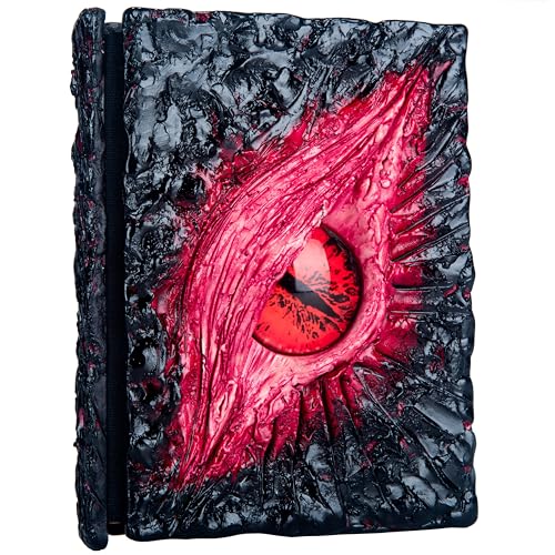 Handmade Big Eye Monster Embossed Journal,Resin Engraving Notebook,Blank Paper,Hardcover Travel Notepad for Writing,Sketchbook,Collection,Gift,Decoration Diary for Man Woman A5 Size (Red) - color: Red