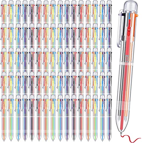100 Pcs 6 in 1 Multicolor Ballpoint Pen Bulk 0.5 mm 6 Color Retractable Ballpoint Pen Colorful Ink Pen Party Favors Rainbow Pen for Nurses, Gel Ink Nurse Pens for Office School Students Kids (100)