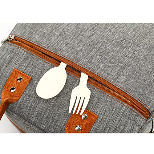 FlowFly Insulated Lunch Bag With Shoulder Strap for Women, Men, and Kids, Large and Reusable, Handle, Freezable Work and School Travel Tote and Meal Prep Organizer,Grey - color: Gray