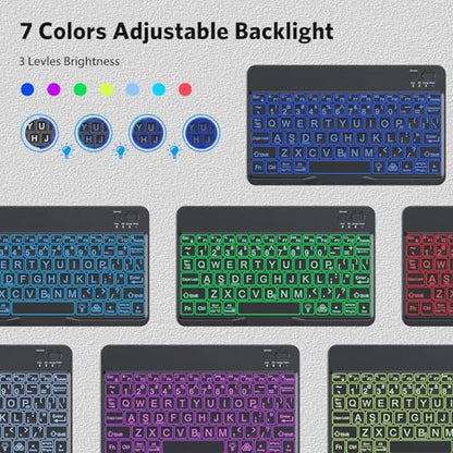 OMOTON Large Print Bluetooth Keyboard for iPad iPhone Windows Tablets - 7 - Color Backlit with Enlarged Keycaps, Rechargeable Wireless Keyboard for iPad 10th/9/8/7, iPad Pro Air Mini etc (Black) - color: Black