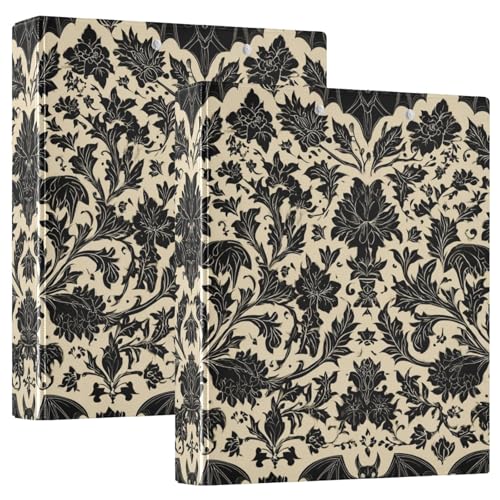 Goth Bat Round Ring Binders Floral (4) 1.5 Inch 3 Ring Binder with Clipboard Holds 200 Sheets Office Home School - color: Multicolored 25