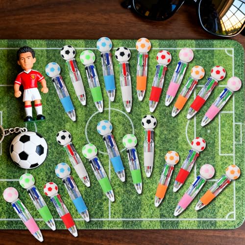 Soccer Party Favors Soccer Pens Mini Multicolor Pen in One Cute Fun 4-in-1 Pens Bulk Cool Ballpoint Pens for Birthday Gifts Teacher Supplies (Soccer, 24) - style: Soccer