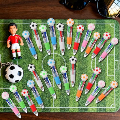 Soccer Party Favors Soccer Pens Mini Multicolor Pen in One Cute Fun 4-in-1 Pens Bulk Cool Ballpoint Pens for Birthday Gifts Teacher Supplies (Soccer, 24) - style: Soccer