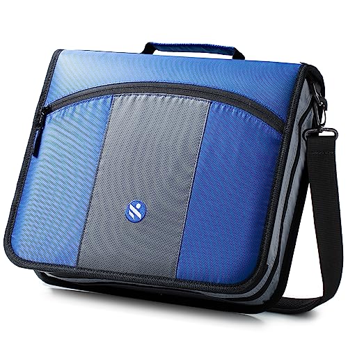 3-Inch Zipper Binder, 3 Rings Binder with Expanding File and Shoulder Strap, Blue - color: Blove