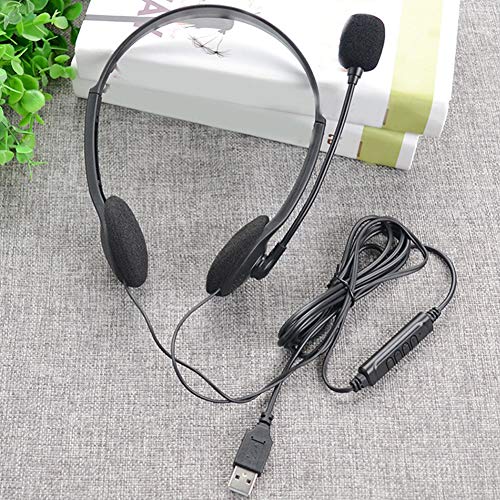 CALIDAKA USB Headset with Microphone, Lightweight PC Headphones for Business, Online Courses, Skype Chat, Call Center, Gaming, Noise Reduction