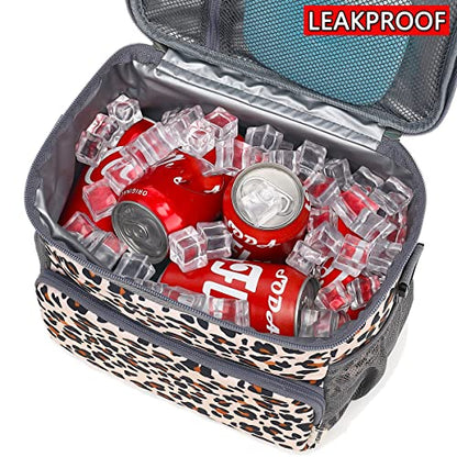GYEUKHAM Insulated Lunch Bag for Adult/Women/Men, Reusable Lunch Box Cooler Soft Leakproof Tote, Thermal Meal Prep Lunch Pail with Adjustable Shoulder Strap for Picnic/School/Travel/Office, Leopard - color: Leopard-2