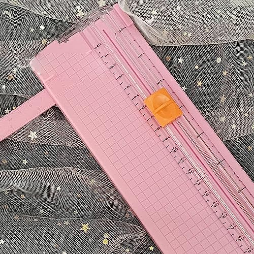 Paper Cutter Efficient Light Duty Mini Folding Trimmer Clear Scale for Scrapbook Supplies Craft Paper Trimmer for Cardstock, 5 Color Options (Roseate) - color: Roseate