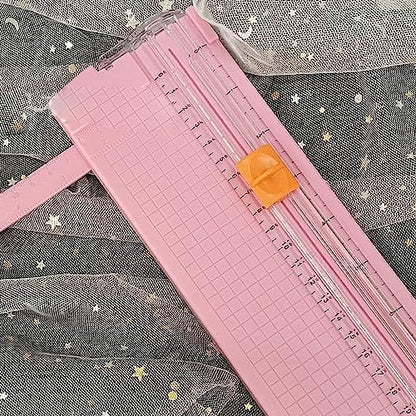 Paper Cutter Efficient Light Duty Mini Folding Trimmer Clear Scale for Scrapbook Supplies Craft Paper Trimmer for Cardstock, 5 Color Options (Roseate) - color: Roseate