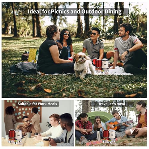 67 oz Adults Stainless Steel Vacuum Insulated Wide Mouth Soup Food Thermo Hot Food Jar with Keep Thermal Portable 3 Tier Stackable Bento Hot Food Containers Lunch Boxes (67 oz Red) - color: 67 oz Red