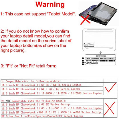 Protective Case Cover for HP Chromebook 11 G5 EE/G4/G3/G2/G4 EE/11-2000 Series Laptop(Warning:Not fit HP Chromebook 11 G6 EE/G5/G1/11-v000/11-1100 Series) 11.6",Black - color: Black