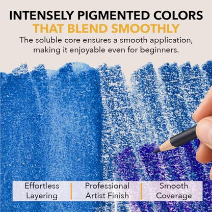Castle Art Supplies 120 Watercolour Pencils Set with Extras | Quality Vibrant Pigments | Draw and Paint at the Same Time | For Adult Hobbyists, Professionals | In Carry-anywhere Travel Case