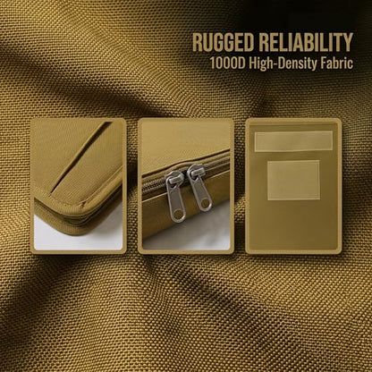 Tactical Notebook Cover, A4 Padfolio with Detachable 3-Ring Ring Binder, Multi-Pocket Organizer & Hand Strap, Zippered Hardcase Planner(Khaki, A4(13.8 x 12 inches)) - color: Khaki, size: A4