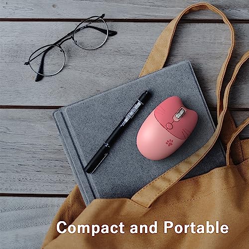 Wireless Compact Silent Mouse with Cute Cat Designs, 2.4GHz Plug and Play Wireless Opatical Mouse with USB Nano Receiver for Laptop/PC/Computer (Pink Cat) - color: Pink