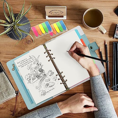Harphia A5 6 Holes Binder Refill Value Set, 90sheets plain blank loose leaf paper with stickers and dividers, planner inserts with binder pockets for A5 notebook - color: Blank Paper Set, size: A5