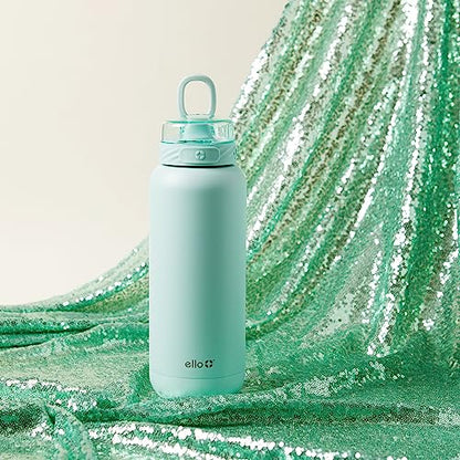 Ello Cooper 22oz Stainless Steel Water Bottle with Straw and Carry Handle, Double Walled and Vacuum Insulated Metal, Leak Proof Locking Lid with Soft Silicone Spout, Reusable, BPA Free, Yucca - color: Yucca, size: 22 Ounces