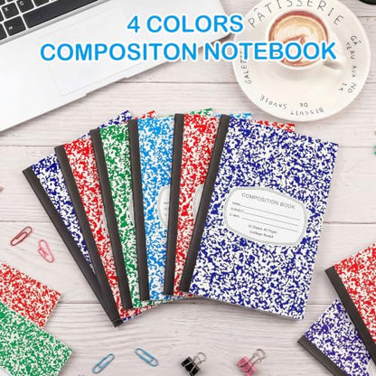Fainne 100 Pack College Ruled Composition Notebooks A5,Colorful | 30 Sheets/60 Pages Marble Cover Composition Journals Bulk for Back to School Classroom High College School Supplies - color: Colorful