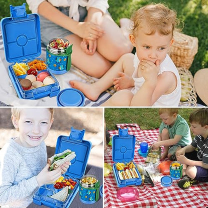 Bento Lunch Box Set for Kids with 10oz Soup Thermo, Leak-Proof Lunch Containers with 4 Compartment, Kids Thermo Hot Food Jar and Insulated Lunch Bag for Kid to School,BPA-Free(Basketball) - color: Basketball