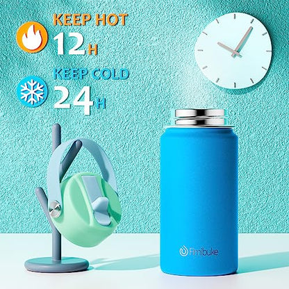 Fimibuke Kids Insulated Water Bottle, 14oz BPA FREE 18/8 Stainless Steel Travel Tumbler Double Wall Vacuum Leak Proof Kids Cup with Straw Metal Water Bottle for School Boys Girls(1 Pack, Pool) - color: B18. Pool
