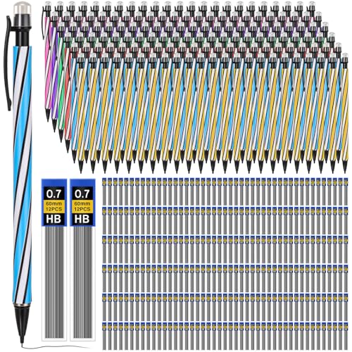 480 Pcs 0.7mm Mechanical Pencils Bulk Set Include Mechanical Pencil with Eraser HB Lead Refills for Art Office Classroom School Student Writing Drawing Sketching Supplies (Multicolor) - color: Multicolor