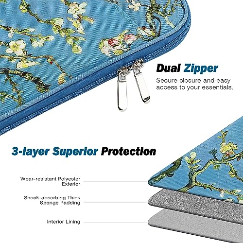 MoKo 9-11 Inch Tablet Sleeve Bag Carrying Case with Accessory Pocket | Fits iPad Air 11-inch M4, iPad Pro 11-inch M5, iPad A16 11-inch, iPad 10/9/8/7th and Tab S9/S8 11-inch, Apricot Flower - color: Apricot Flower, size: 9-11 Inch