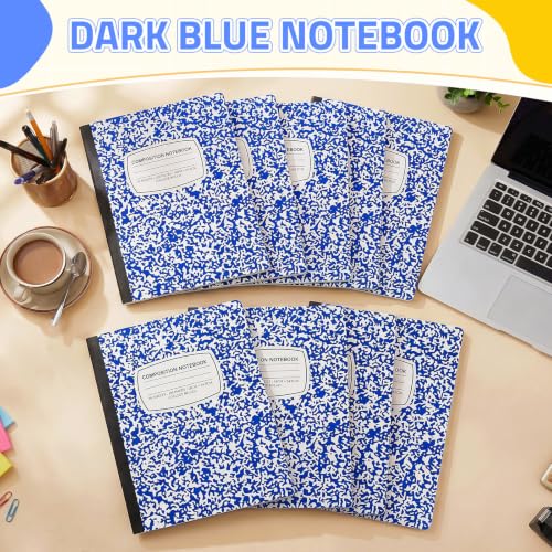 Fainne 100 Pack College Ruled Composition Notebooks B5 Composition Book Bulk 7.5 x 9.8 Inch 50 Sheets/ 100 Pages Marble Cover Journal Notebooks for College Office Back to School Supplies(Blue) - color: Blue