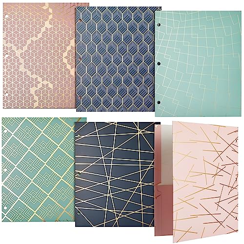 Paper Junkie School Folders with Pockets - 3-Hole-Punched Pocket Folders - Binder-Compatible File Holders - Durable Cardstock Organizers for Pastel School Supplies - 9.5 x 12 in 6-Pack
