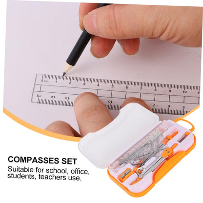 Metal Compass Drawing Tool Set 10pcs Geometry Ruler Kit for Students with Math Drawing Compasses Suitable for School Exams and Drafting Random Color