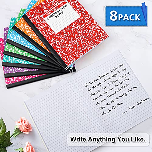 feela Composition Notebook, 8 Pack 8 Pastel Colors Wide Ruled Composition Books Bulk, Marble Cover Notepad Lined Cute Journal Notebooks for School Supplies Notes Taking Writing, 9.75 X 7.5 in - color: 8 Pastel Wide Ruled