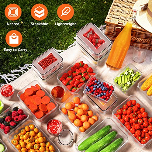 52 PCS Food Storage Container with Lid (26 Lids & 26 Containers) - Airtight Leakproof Plastic Kitchen Organization Set Reusable Microwave/Freezer/Dishwasher Safe Meal Prep Container with Label & Pen - color: 26 Pack（Large）