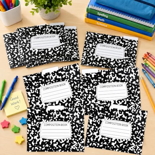 15 Pcs Composition Notebook File Folders for Filing Cabinet 9.6x11.6 Inches Black White Decorative File Pockets Composition Dividers Organizers Back to School Supplies for Teachers Students Classroom
