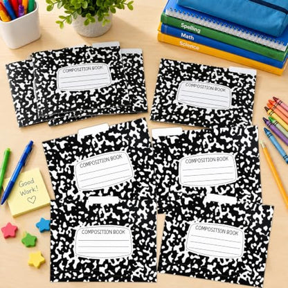 15 Pcs Composition Notebook File Folders for Filing Cabinet 9.6x11.6 Inches Black White Decorative File Pockets Composition Dividers Organizers Back to School Supplies for Teachers Students Classroom
