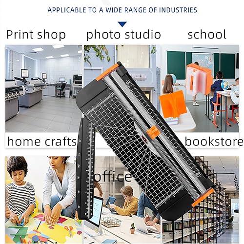 A4 Paper Cutter Paper Trimmer Portable Paper Slicer, 12 Inch Titanium Scrapbooking Tool with 3pcs Replacement Blades with Safeguard Side Ruler for Craft Paper, Coupon, Label and Cardstock