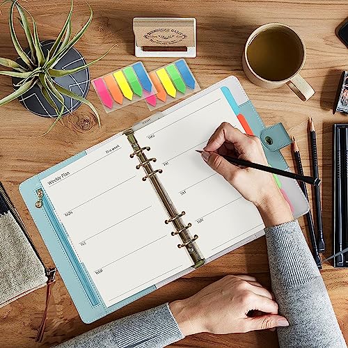 Harphia A5 6 Holes Binder Refill Value Set,90sheets weekly plan paper with sticker and divider,week planner inserts with binder pockets for A5 binder 6 hole refillable notebook,005da5week - color: Week Paper Set, size: A5