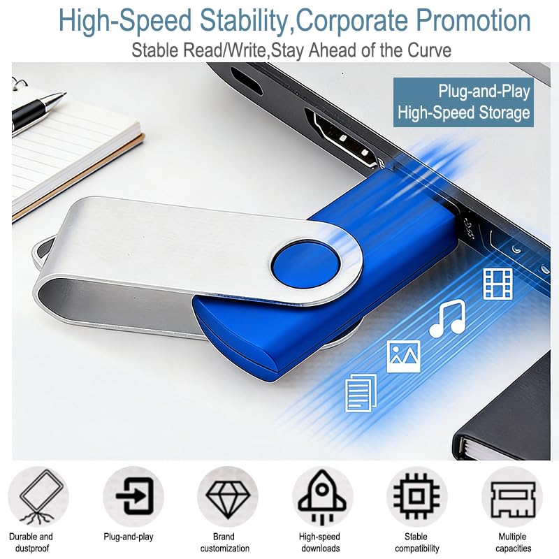 16GB USB Bulk Flash Drives USB 3.0 Flash Drives Bulk USB Drives Bulk Thumb Drive Pack Memory Stick (Blue 1 Pcs)