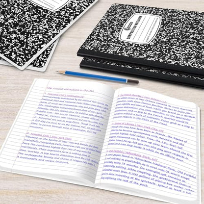 Rosmonde 5000 Pack Composition Notebooks Bulk, Wide Ruled, Black Marble | Pallet of Composition Notebooks, 100 Sheets (200 Pages), 9-3/4 x 7-1/2, Bulk Supplies for School & Office, 4-7 Days Transit - size: 5000 Pack, style: Black Marble